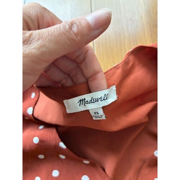 Madewell Smocked Waist Mini Dress Orange Dots - XS - Picture 4 of 6